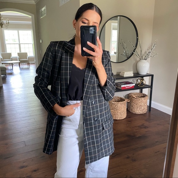 Plaid oversized black blazer - Picture 6 of 12